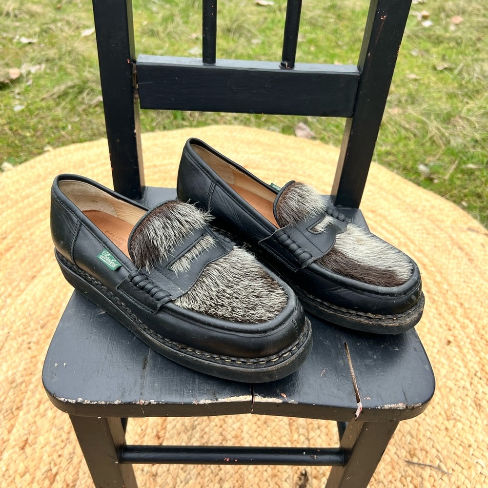 Black and Brown Haircalf Loafers